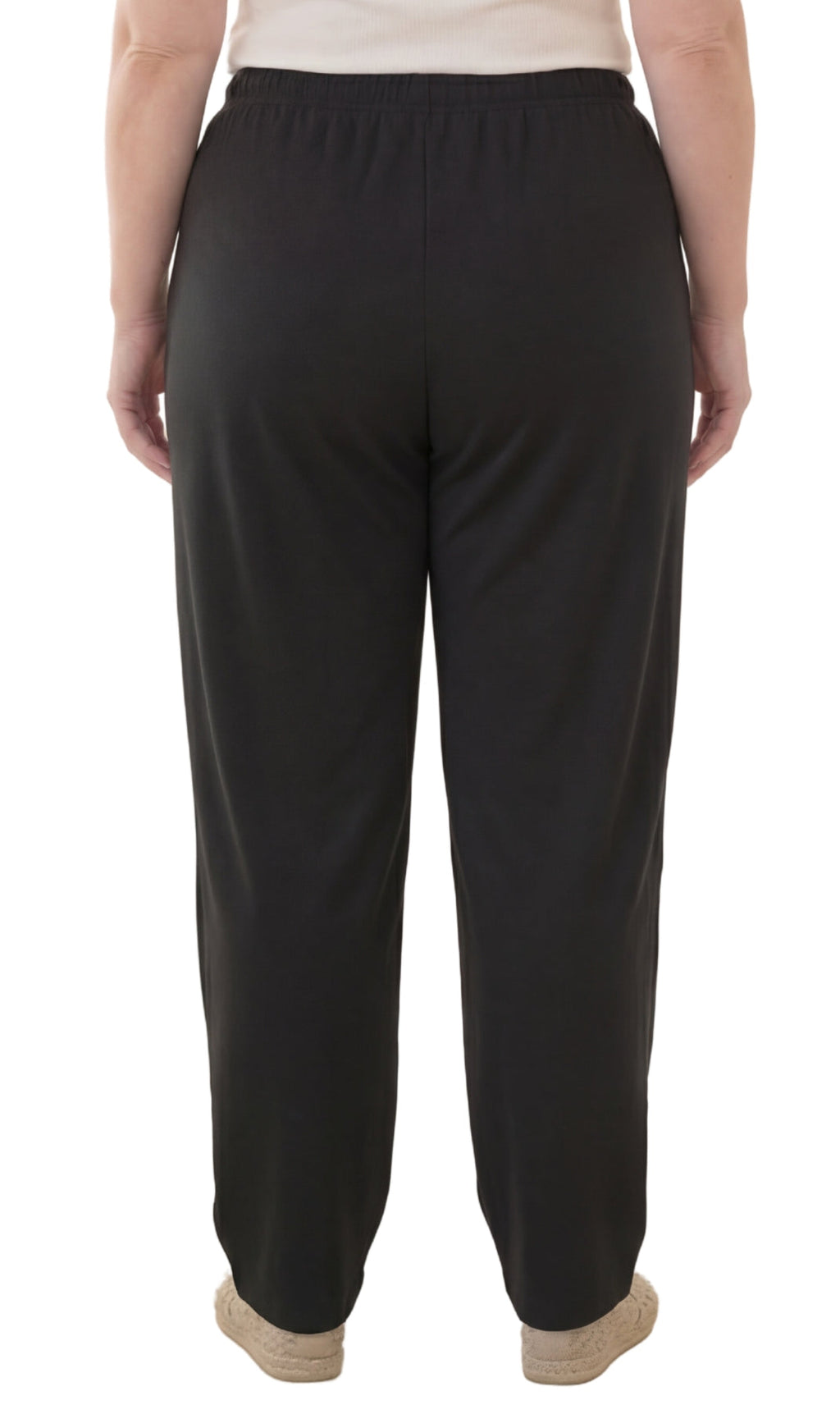 Women's Pull-On Flat Front Knit Pants — Cotton Blend Elastic Waist