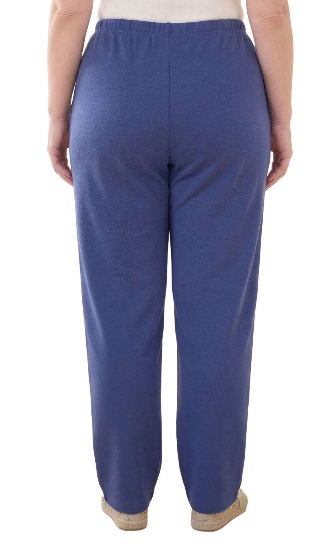 Women's Pull-On Flat Front Knit Pants — Cotton Blend Elastic Waist