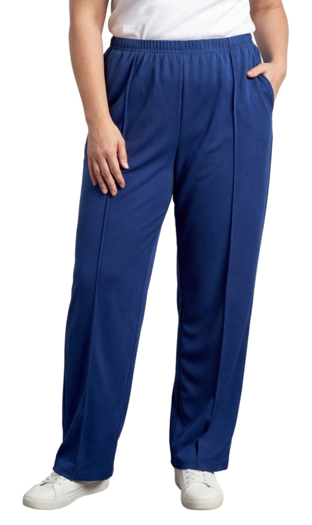 Women's Classic Pull-On Poly Knit Pants — Elastic Waist Dress Slacks
