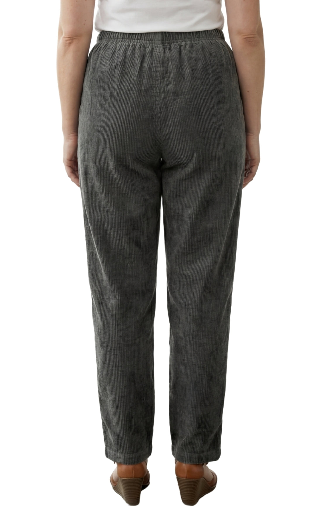 Women's Pull-On Fine Wale Corduroy Pants — Soft Covered Elastic Waist