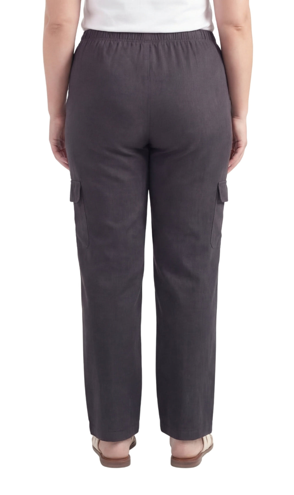 Women's Pull-On Denim Cargo Pants — Elastic Stretch Waist