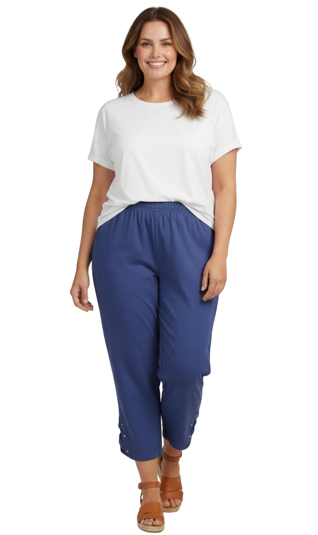 Women's Lightweight Capri Pants with Studded Hem Detail