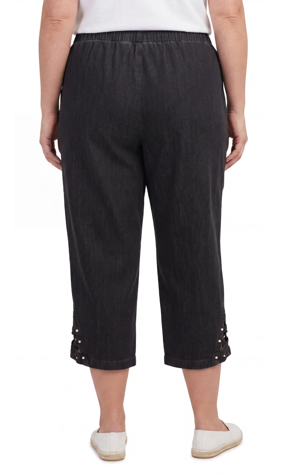 Women's Lightweight Capri Pants with Studded Hem Detail