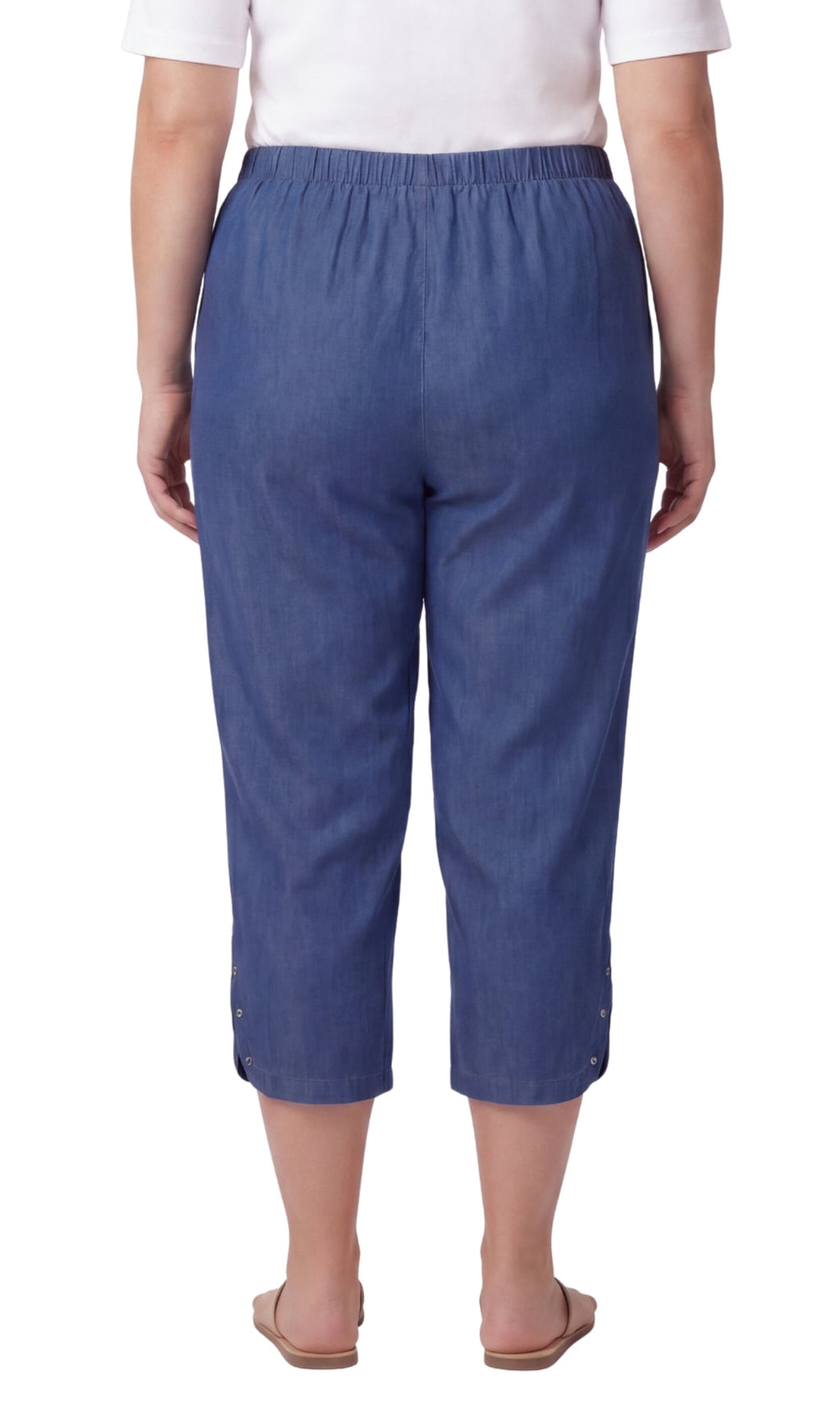 Women's Lightweight Capri Pants with Studded Hem Detail
