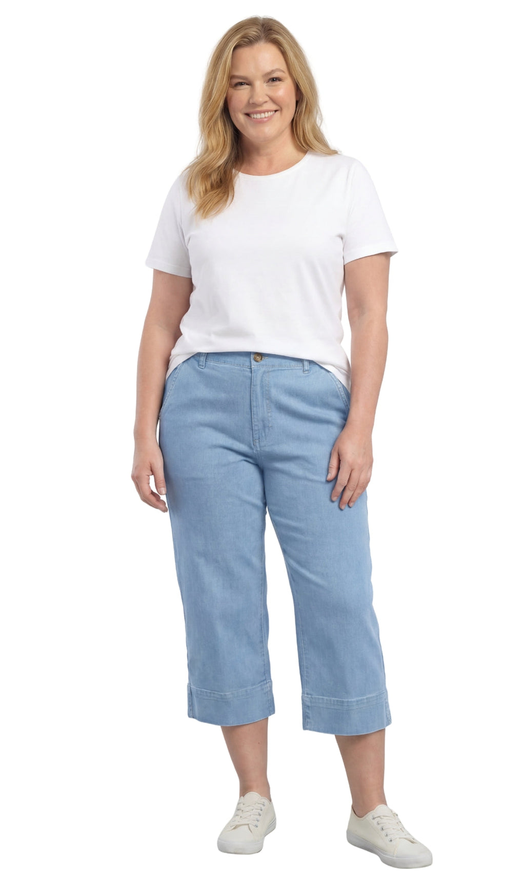 Women's Straight Leg Denim Capri Pants — Lightweight Cotton Blend