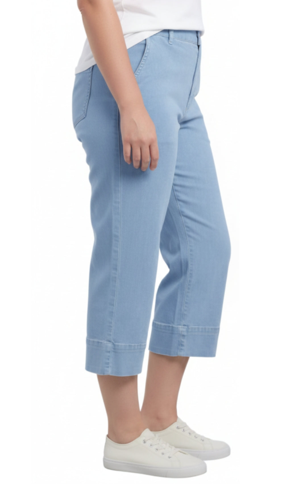 Women's Straight Leg Denim Capri Pants — Lightweight Cotton Blend