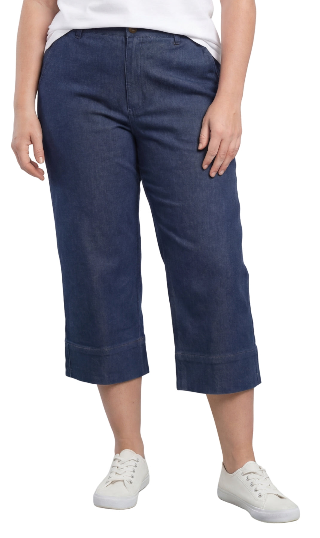 Women's Straight Leg Denim Capri Pants — Lightweight Cotton Blend