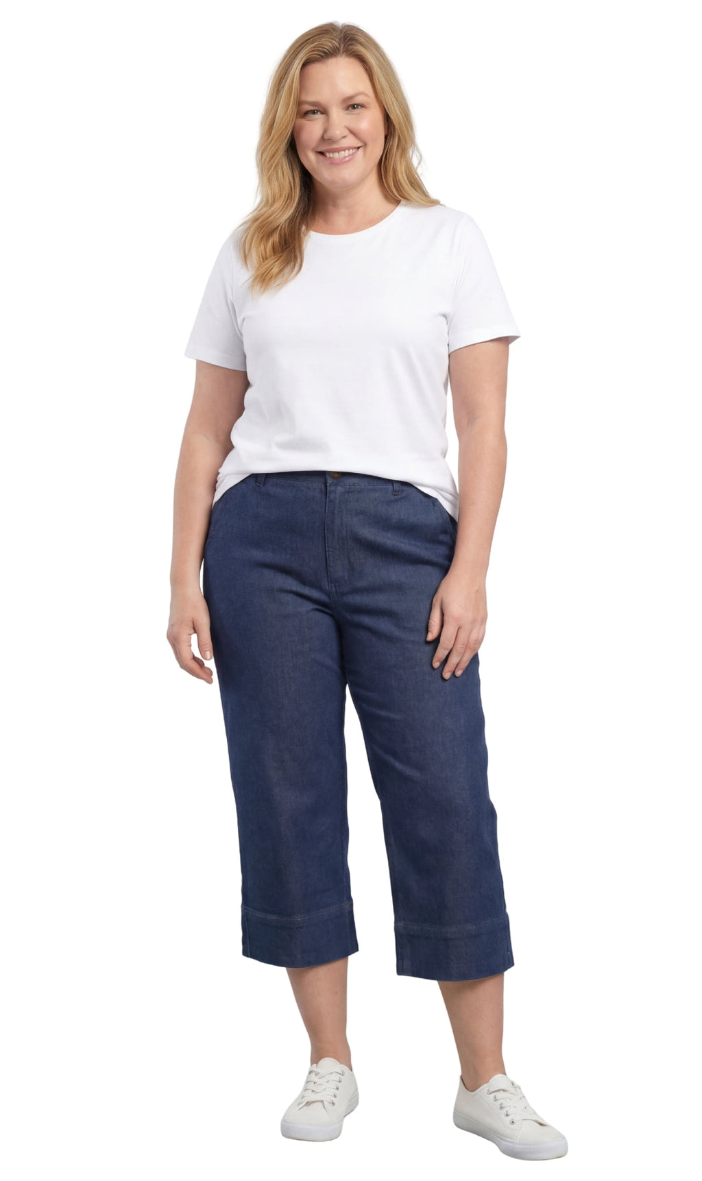 Women's Straight Leg Denim Capri Pants — Lightweight Cotton Blend