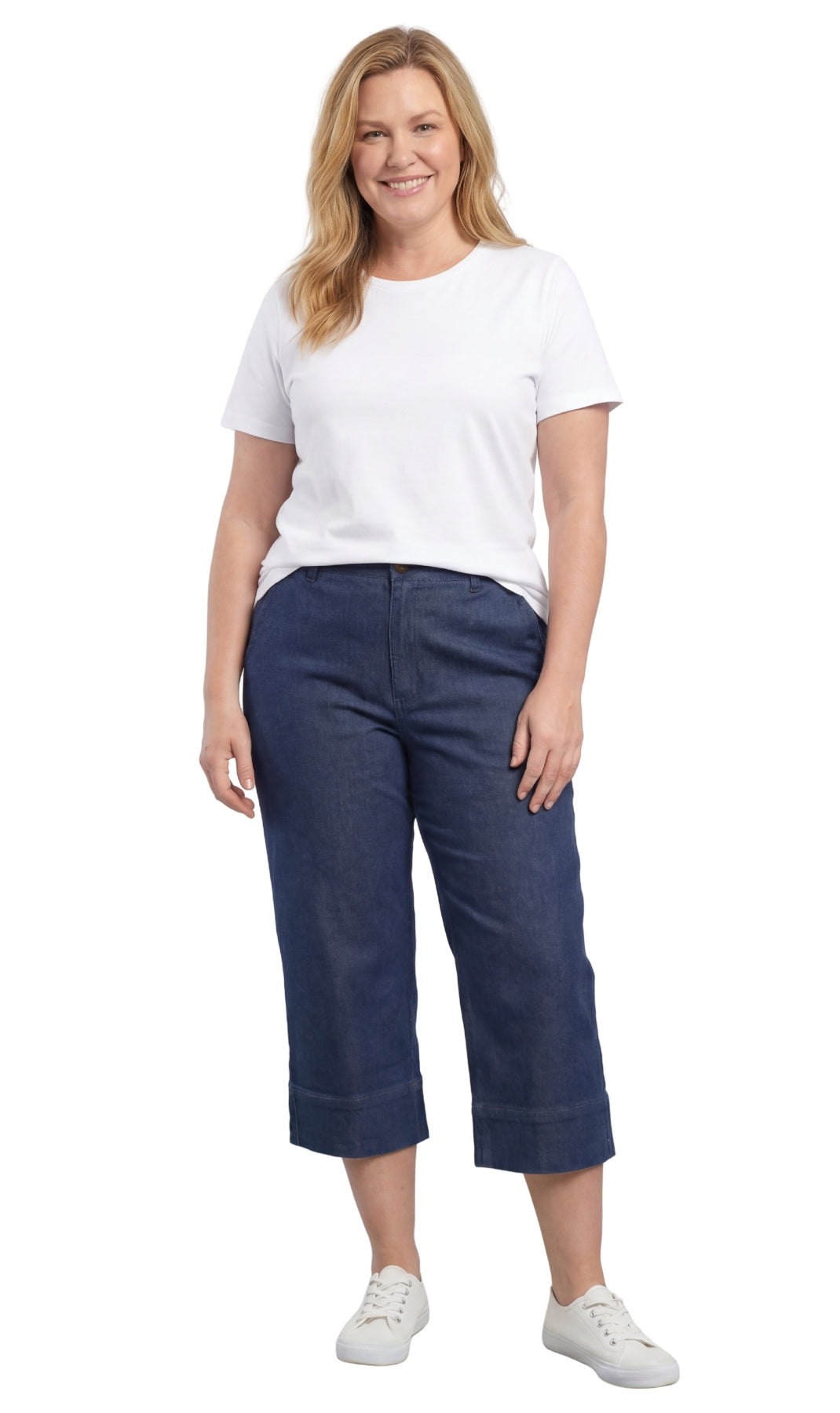 Women's Straight Leg Denim Capri Pants — Lightweight Cotton Blend