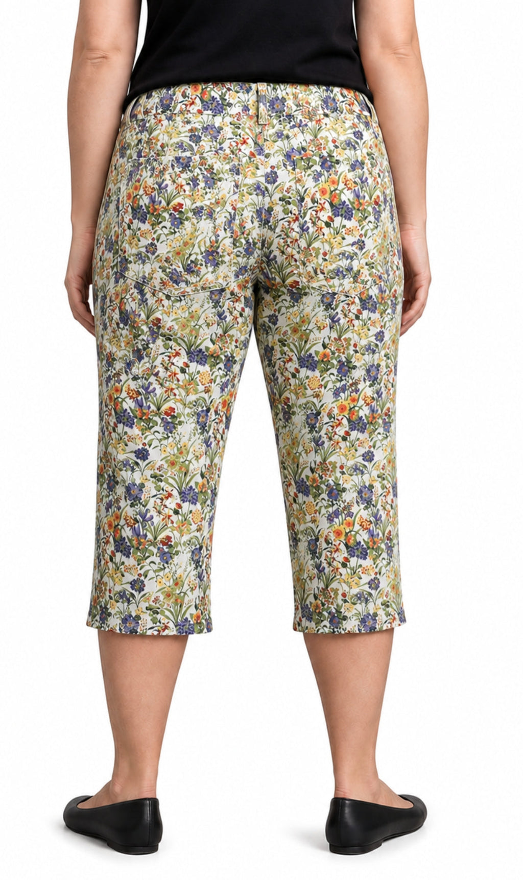 Women's Botanical Bloom Capri Pants with Front Pockets — Concealed Zipper