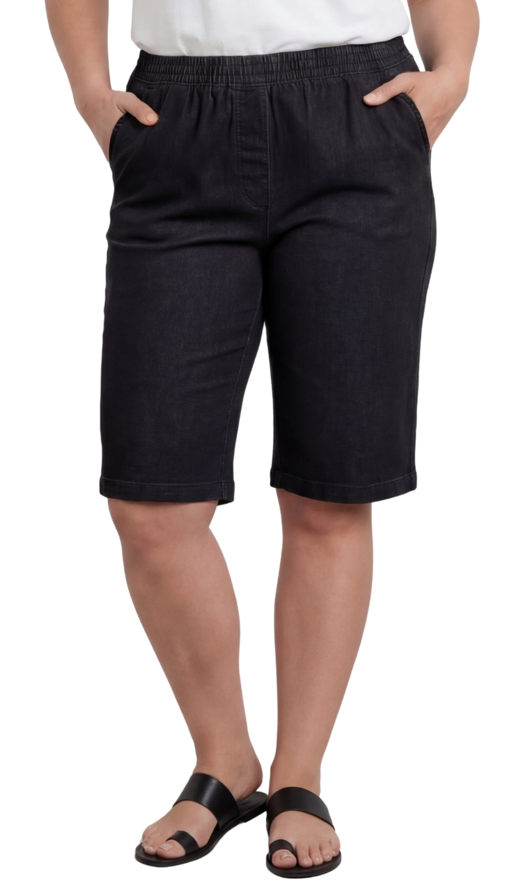 Women's Easy Pull-On Bermuda Shorts in Denim and Twill