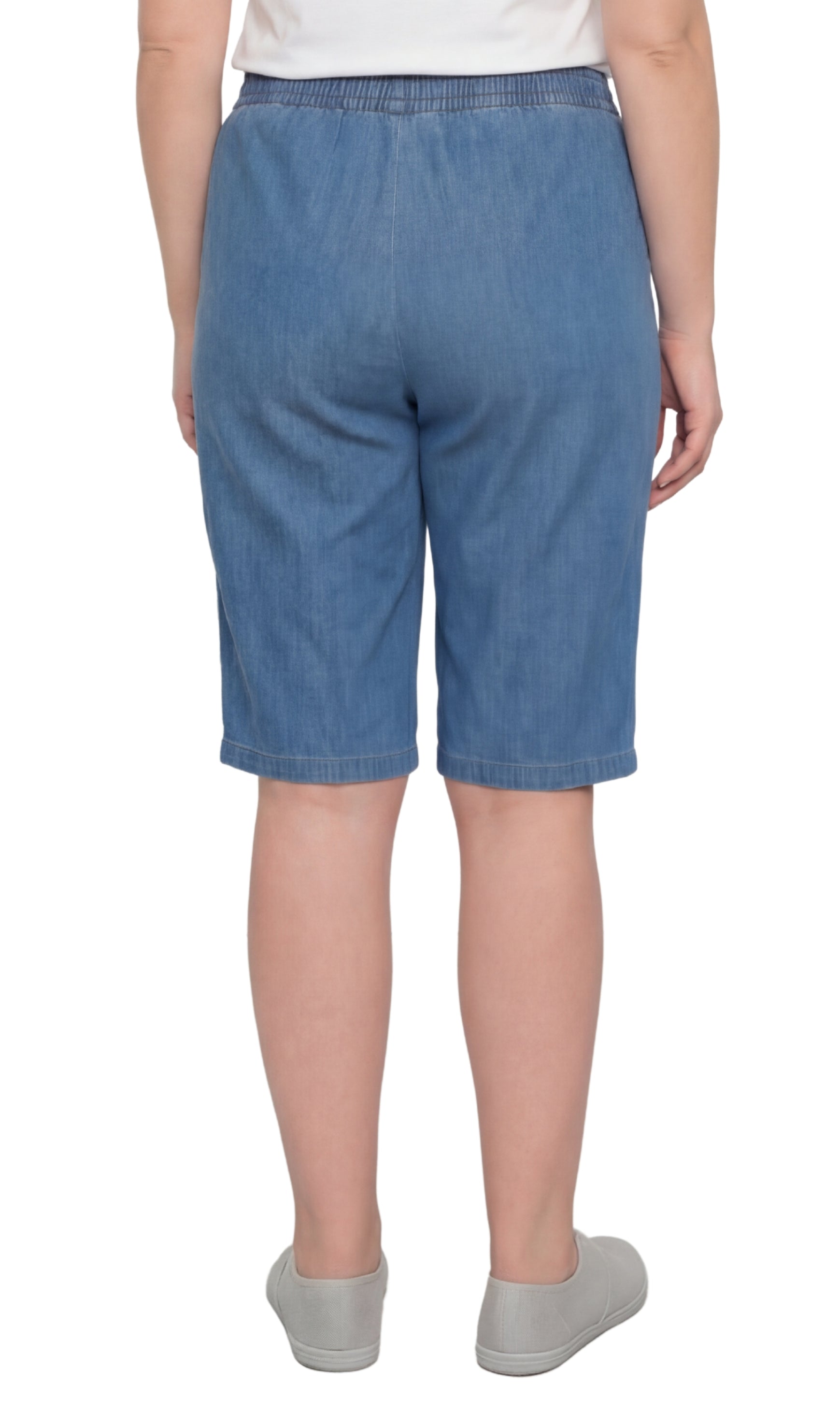 Women's Easy Pull-On Bermuda Shorts in Denim and Twill