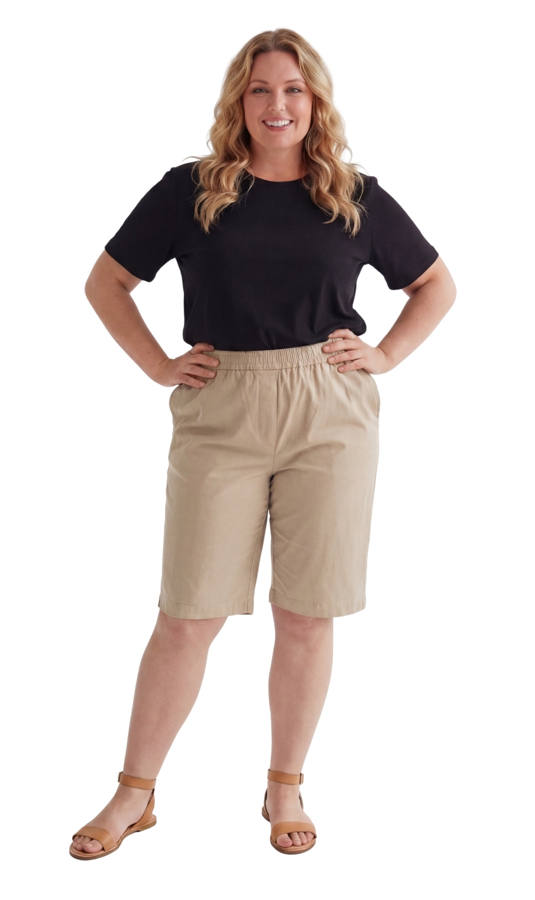 Women's Easy Pull-On Bermuda Shorts in Denim and Twill