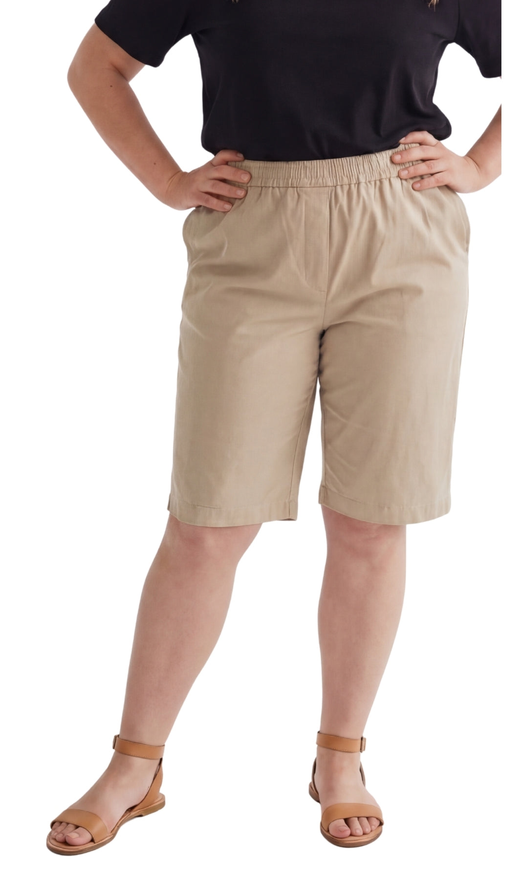 Women's Easy Pull-On Bermuda Shorts in Denim and Twill