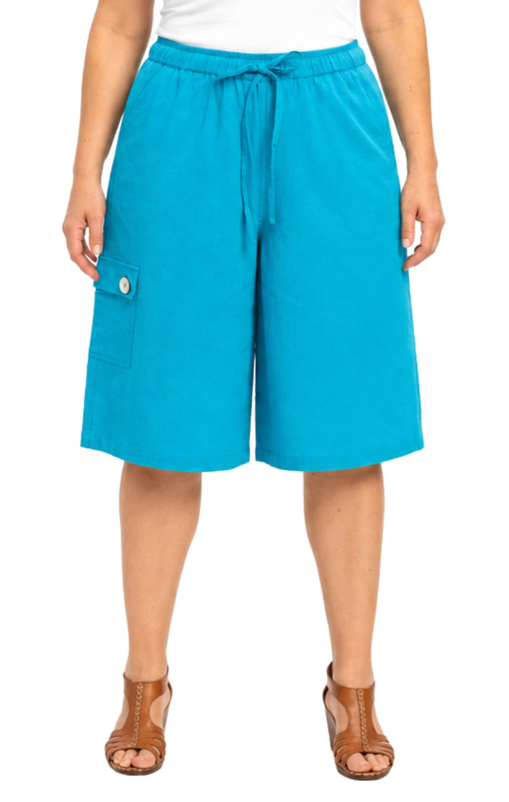 Women's 100% Calcutta Cotton Split Skirt Culottes with Cargo Pockets