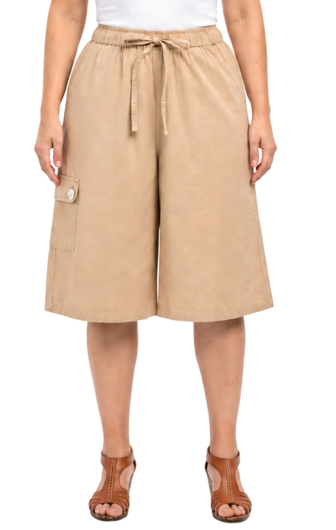 Women's 100% Calcutta Cotton Split Skirt Culottes with Cargo Pockets