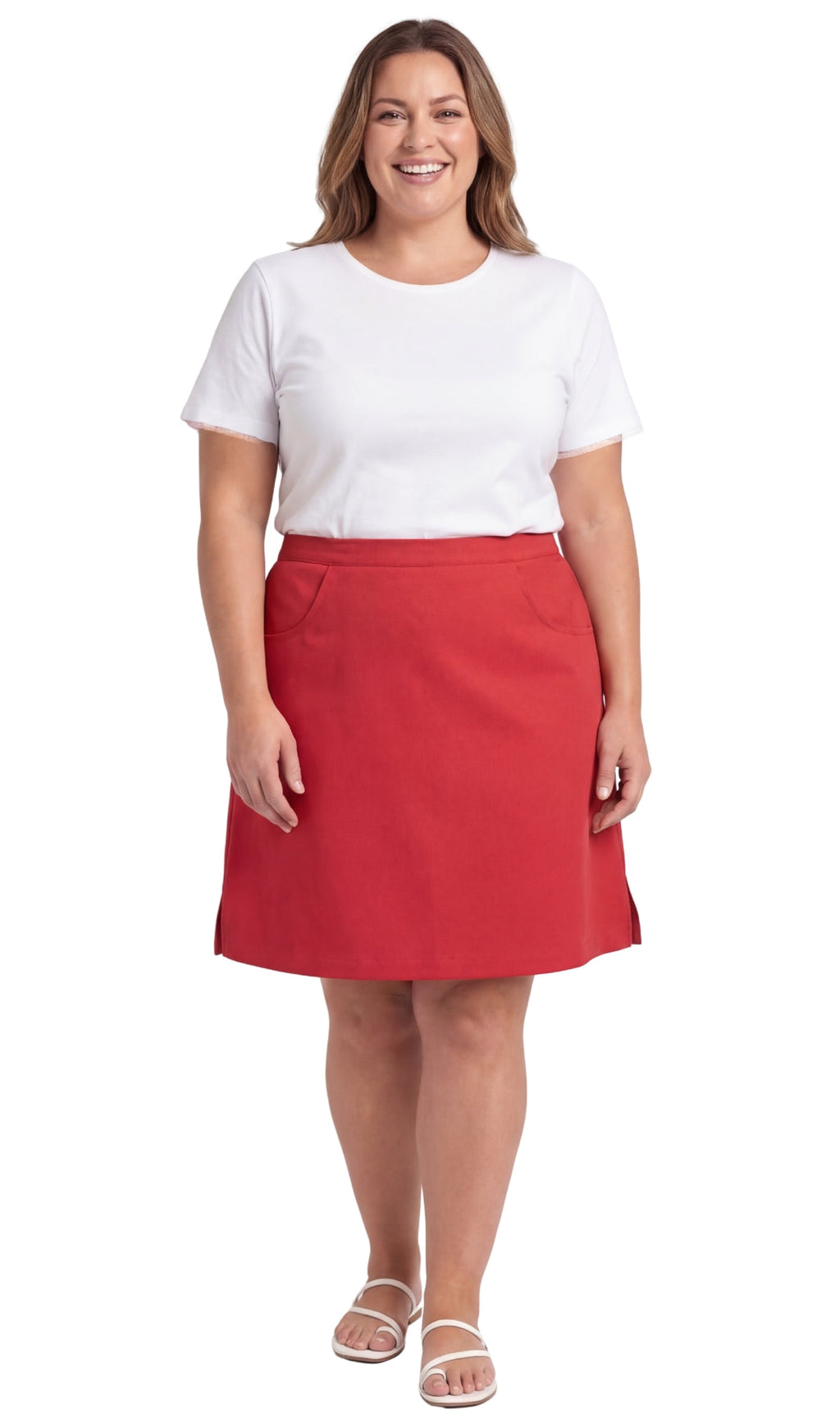 Women's Pull-On Twill Skort — Elastic Waist with Front Pockets