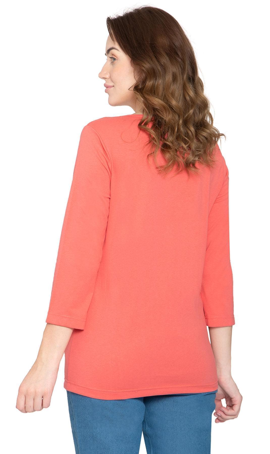 Women's 3/4 Sleeve Crew Neck Top — Comfortable Jersey Knit