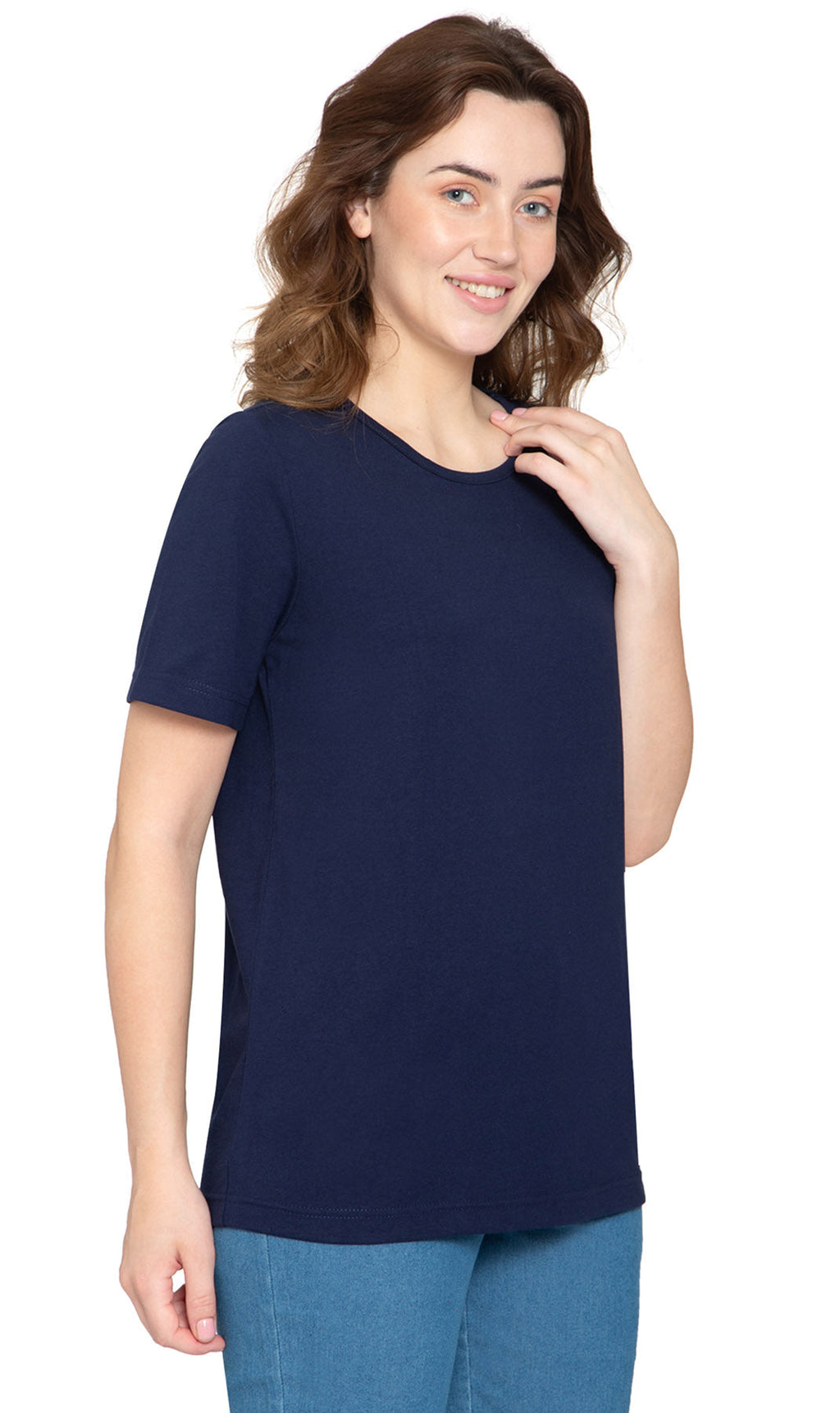 Women's Short Sleeve Crew Neck T-Shirt — Relaxed Fit Cotton Blend