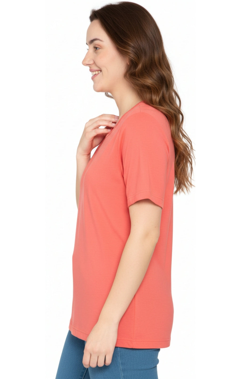 Women's Short Sleeve Crew Neck T-Shirt — Relaxed Fit Cotton Blend
