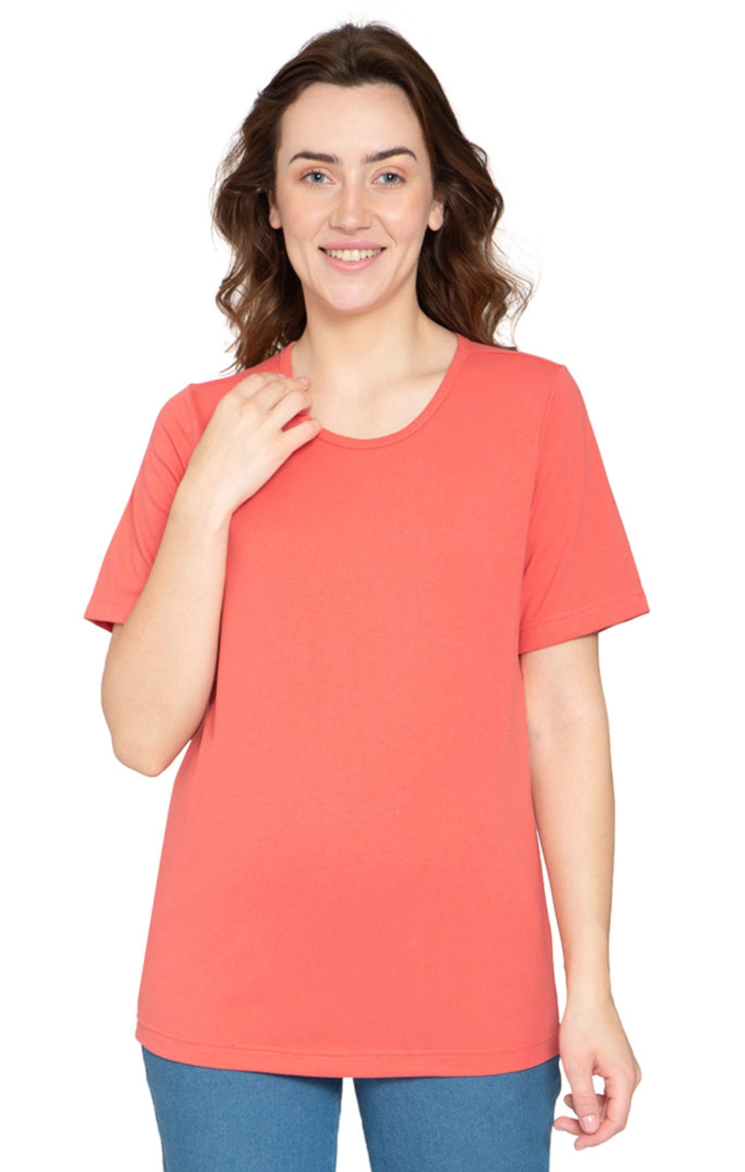 Women's Short Sleeve Crew Neck T-Shirt — Relaxed Fit Cotton Blend