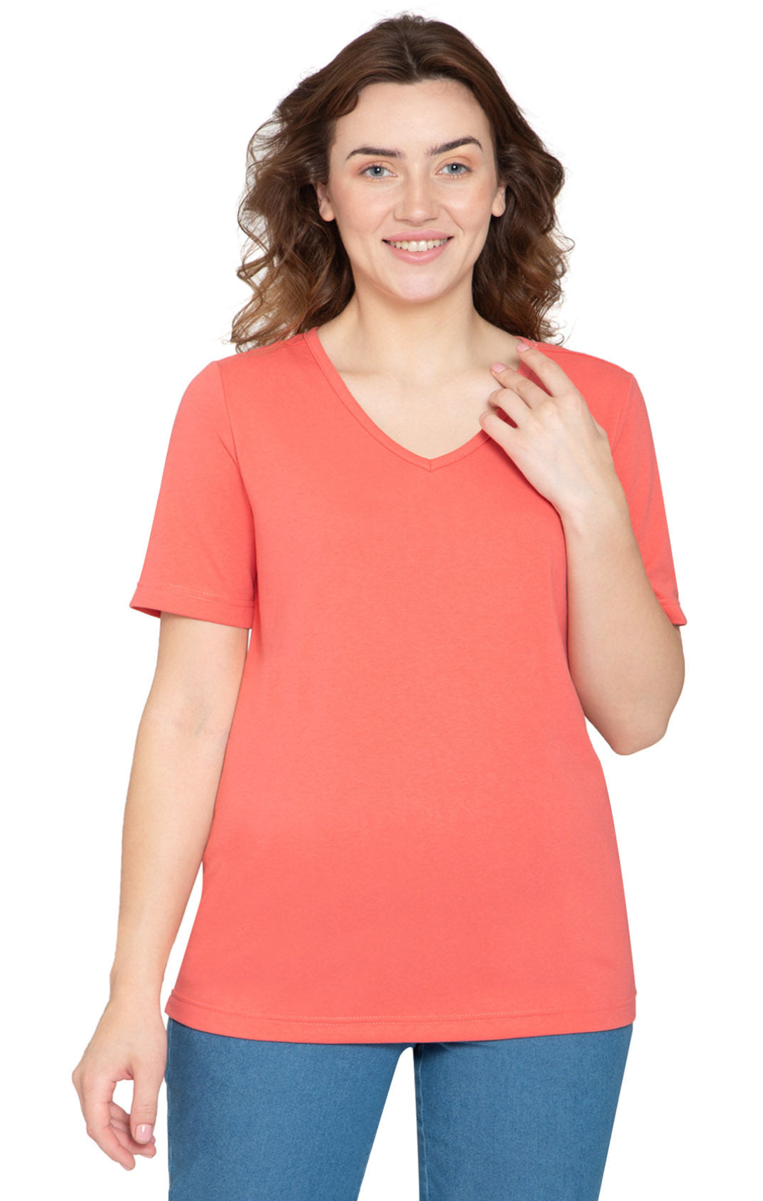 Women's Short Sleeve V-Neck T-Shirt — Wrinkle Resistant Cotton Blend