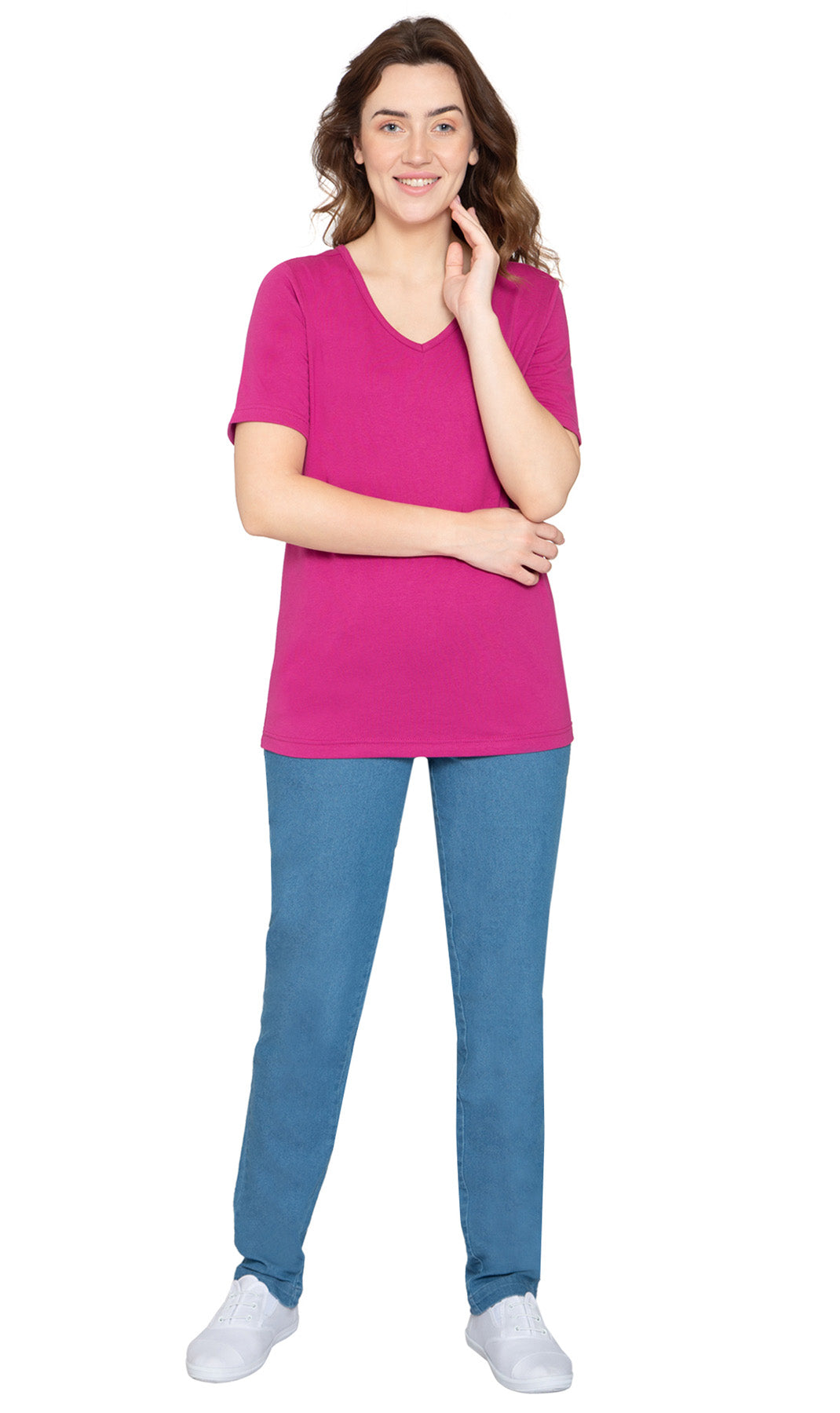 Women's Short Sleeve V-Neck T-Shirt — Wrinkle Resistant Cotton Blend