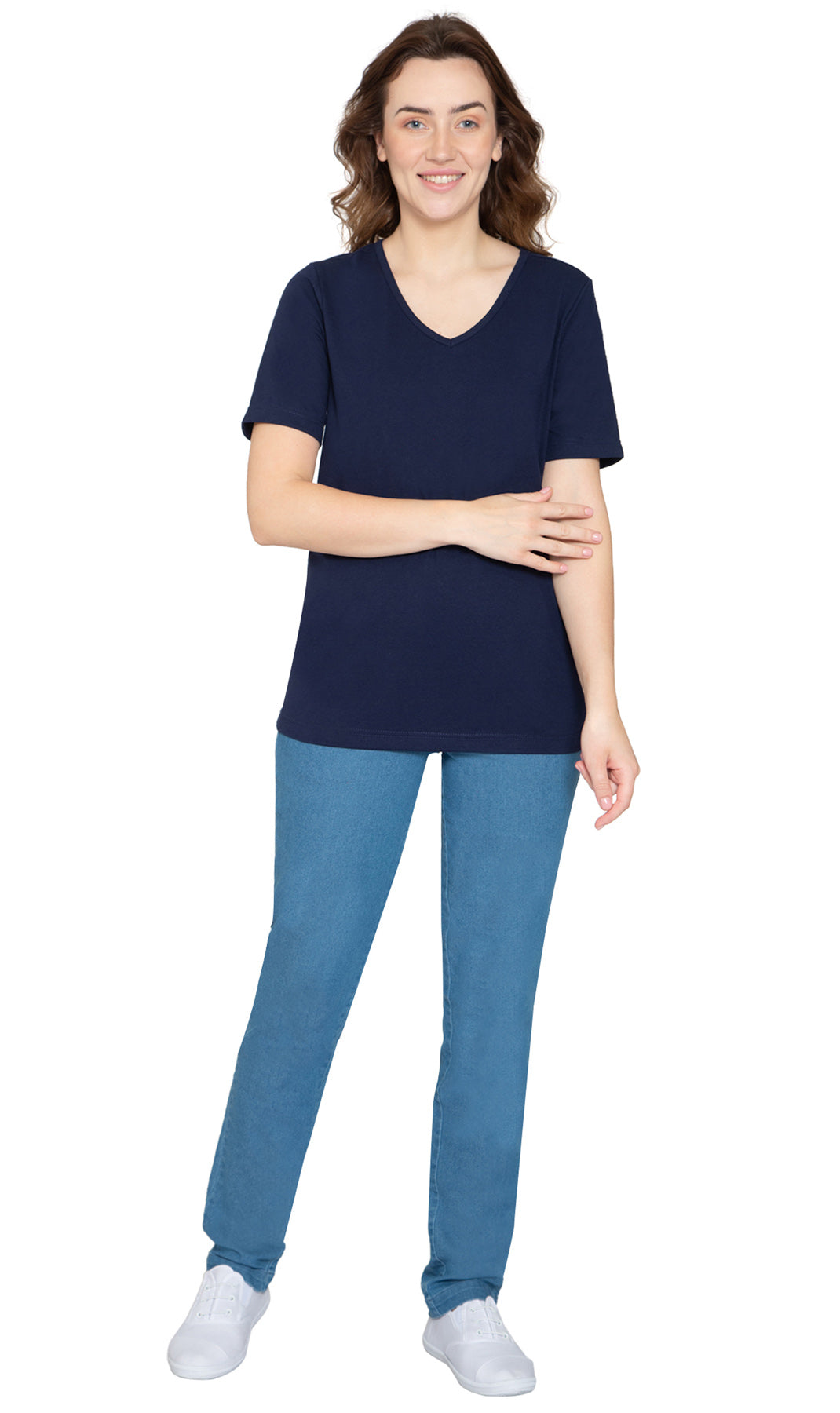 Women's Short Sleeve V-Neck T-Shirt — Wrinkle Resistant Cotton Blend