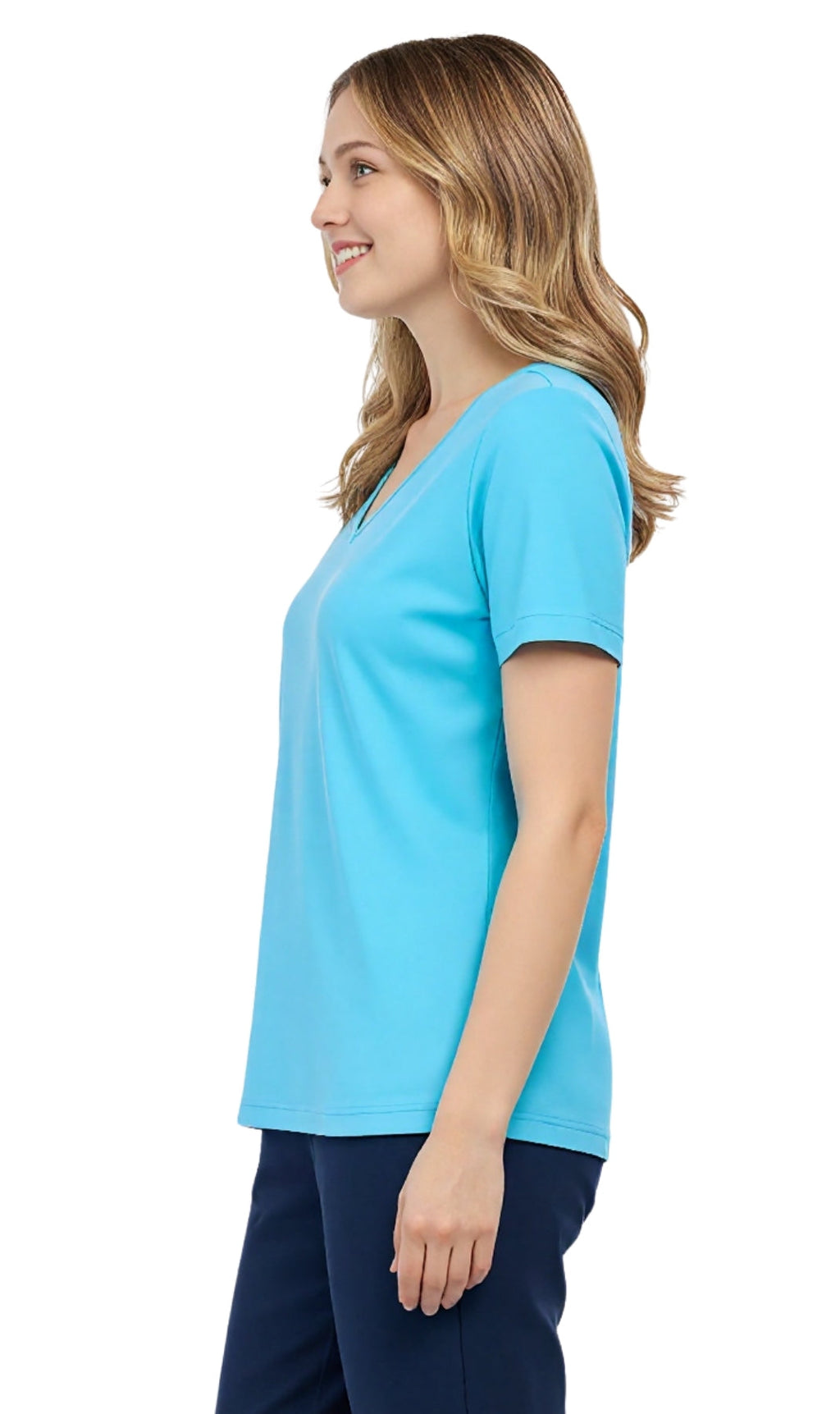 Women's Short Sleeve V-Neck T-Shirt — Wrinkle Resistant Cotton Blend