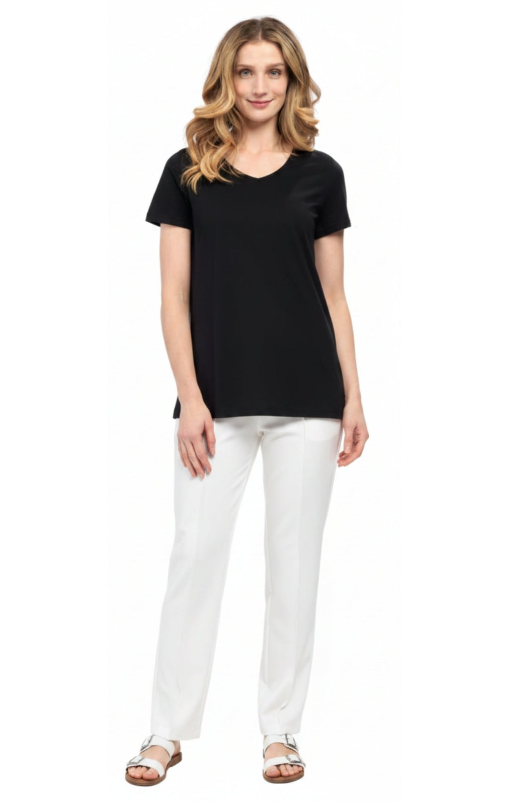 Women's Short Sleeve V-Neck T-Shirt — Wrinkle Resistant Cotton Blend