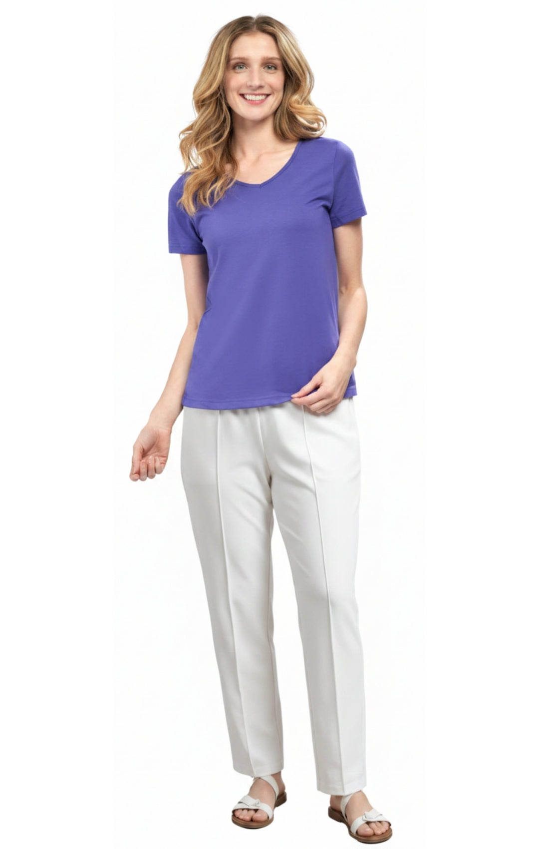 Women's Short Sleeve V-Neck T-Shirt — Wrinkle Resistant Cotton Blend