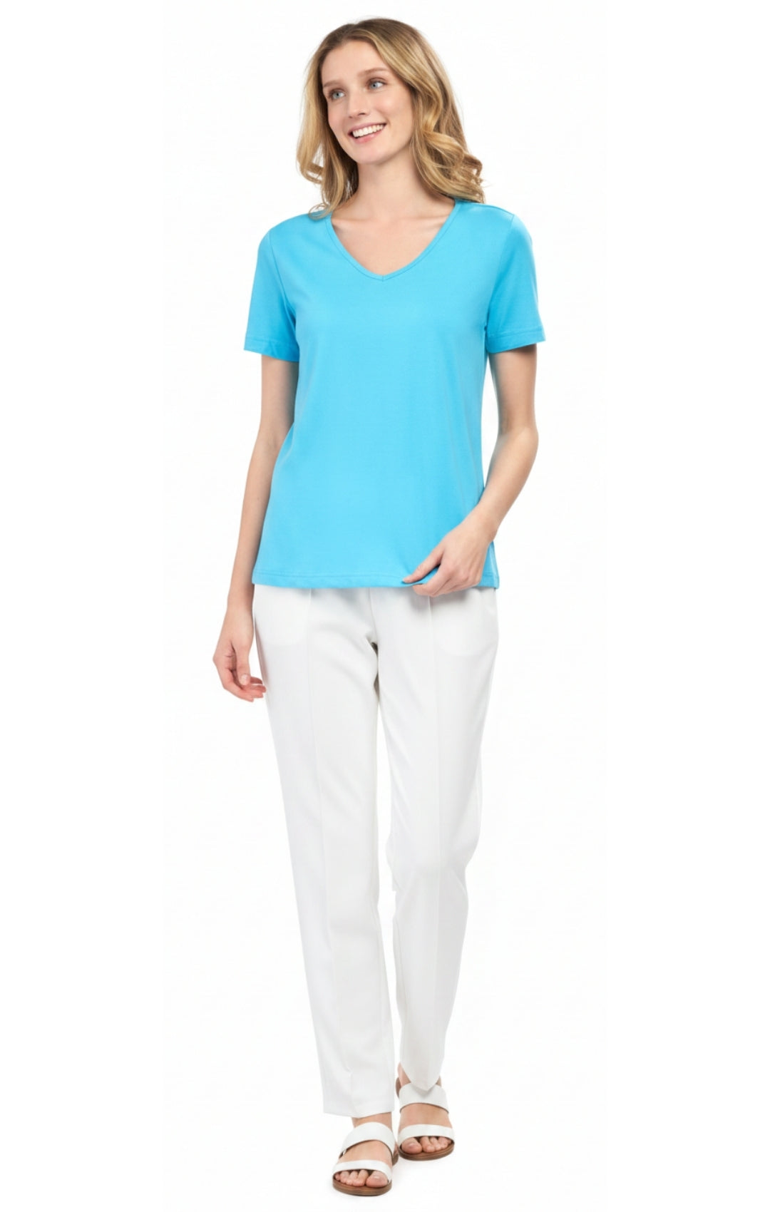 Women's Short Sleeve V-Neck T-Shirt — Wrinkle Resistant Cotton Blend