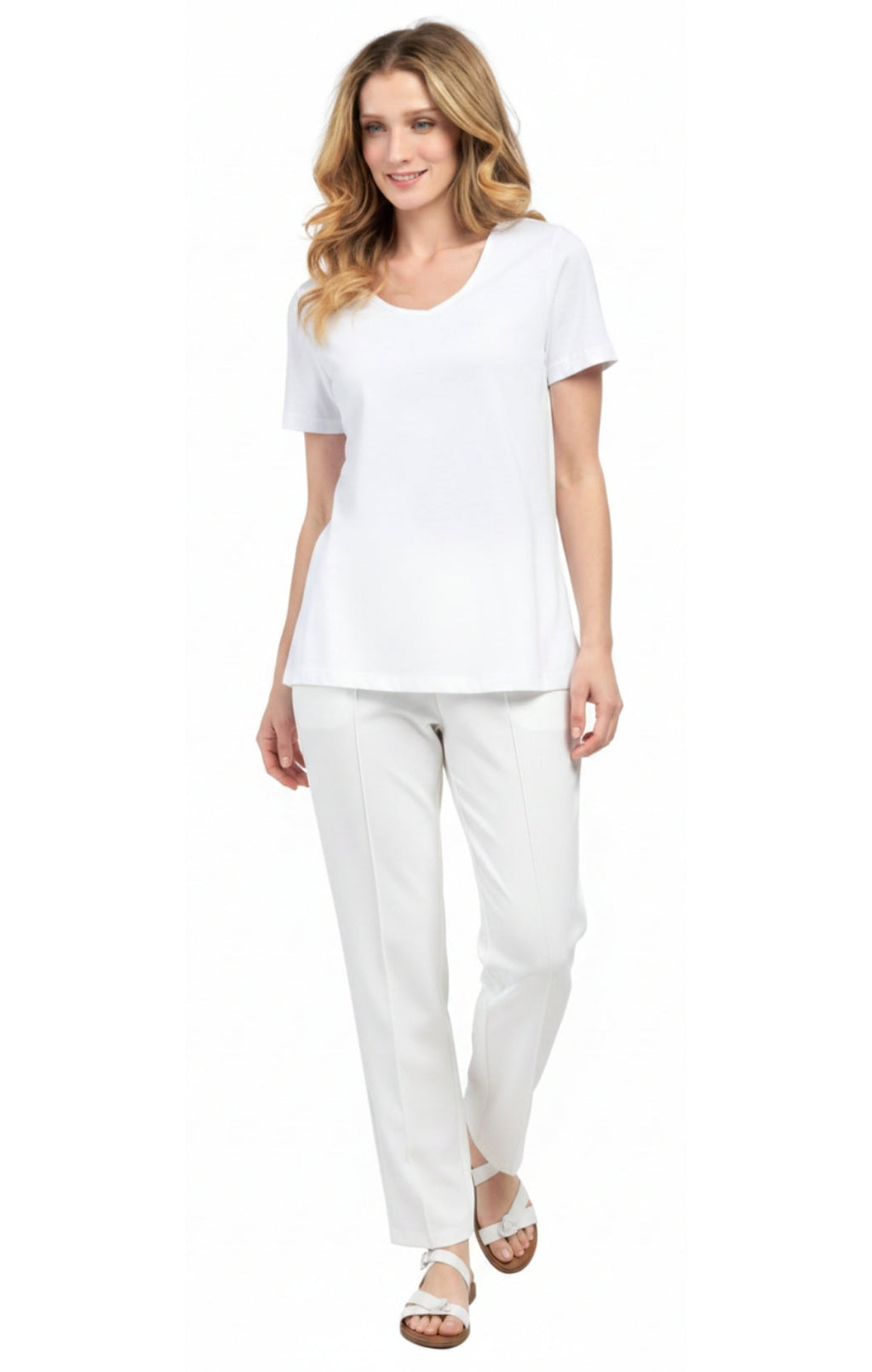 Women's Short Sleeve V-Neck T-Shirt — Wrinkle Resistant Cotton Blend