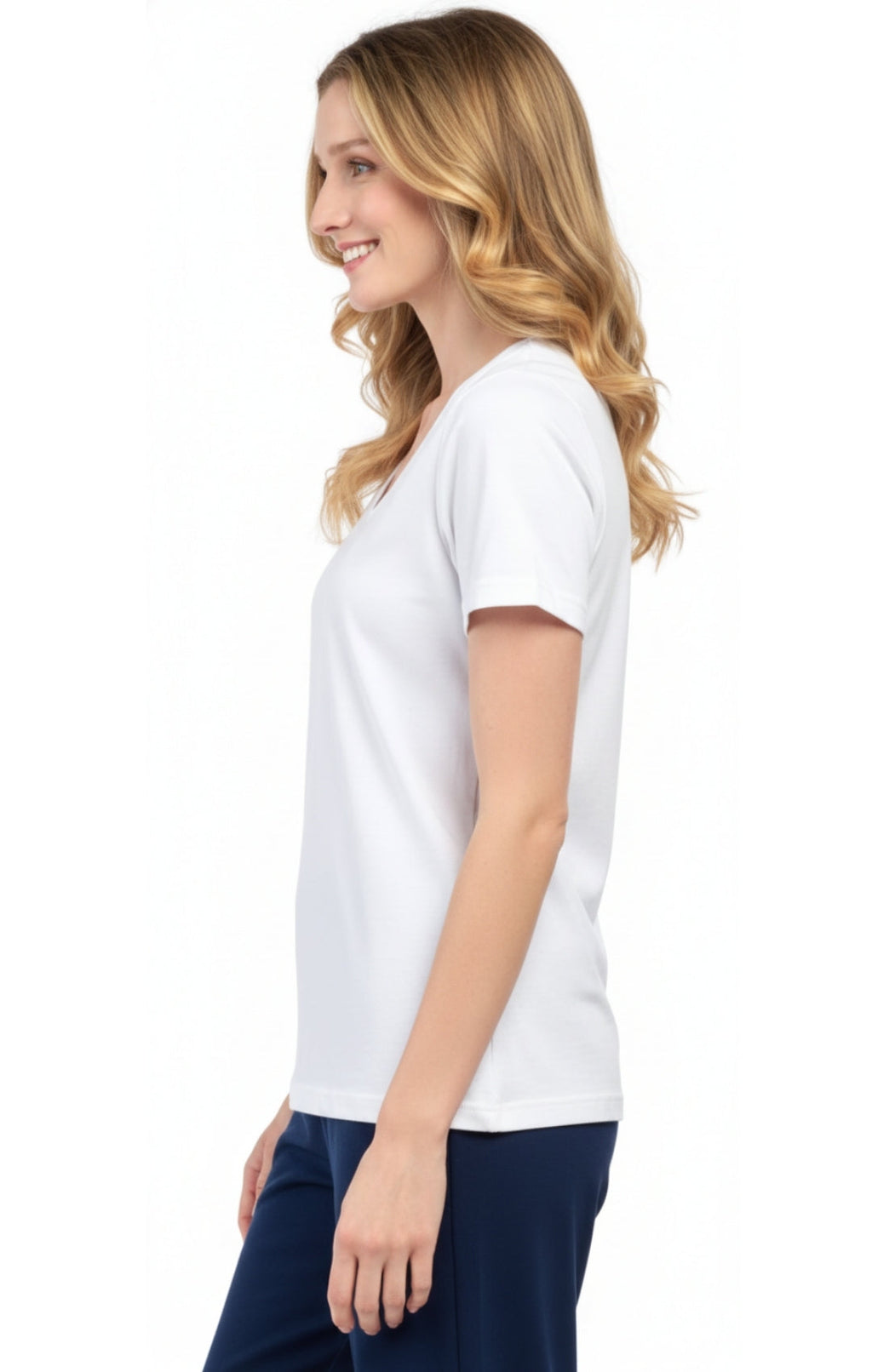 Women's Short Sleeve V-Neck T-Shirt — Wrinkle Resistant Cotton Blend