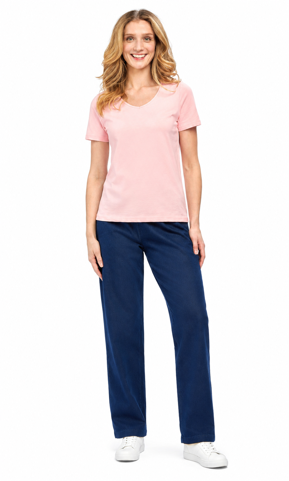 Women's Short Sleeve V-Neck T-Shirt — Wrinkle Resistant Cotton Blend