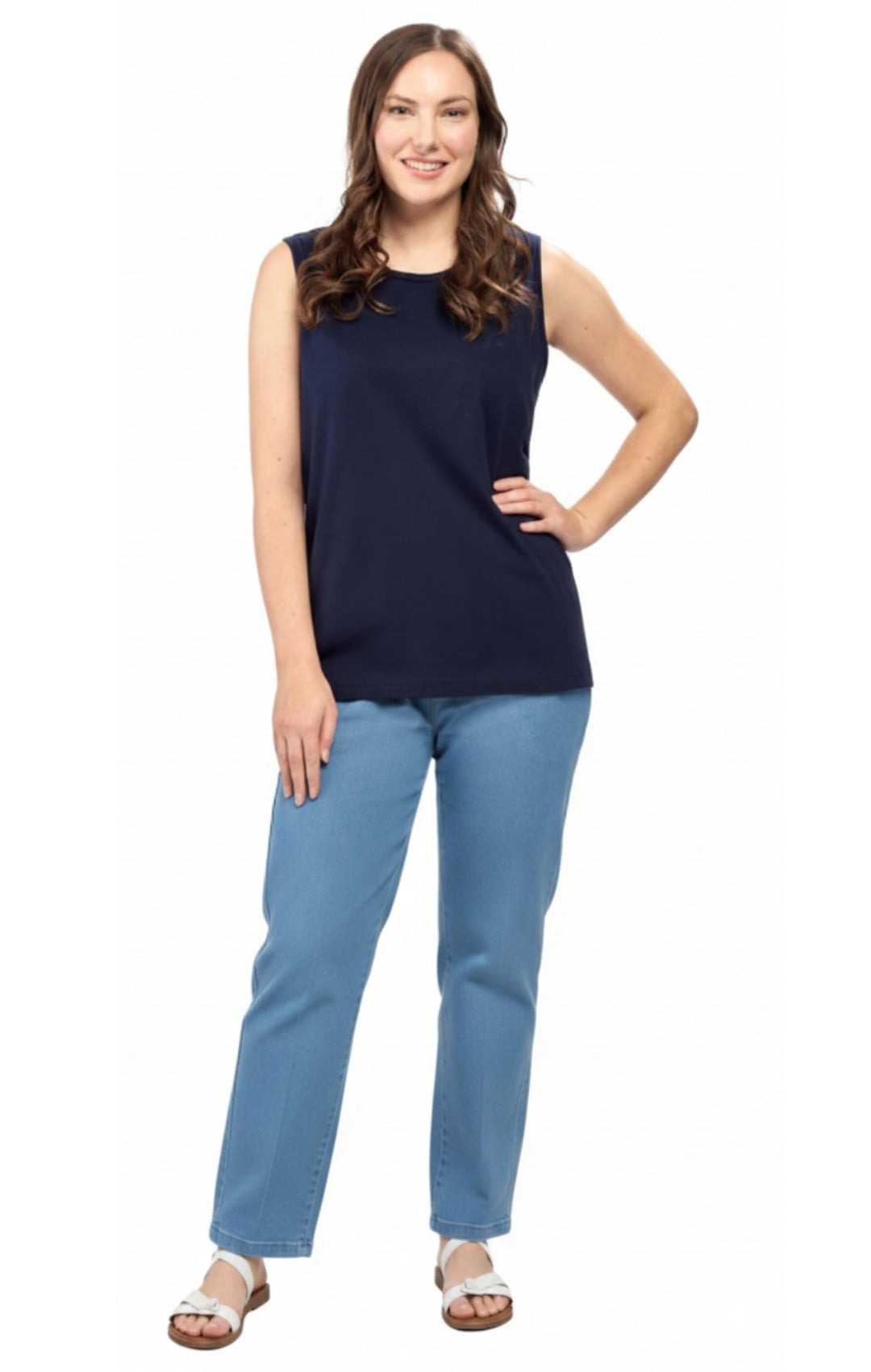 Women's Classic Relaxed Fit Sleeveless Tank Top — Lightweight Cotton Blend