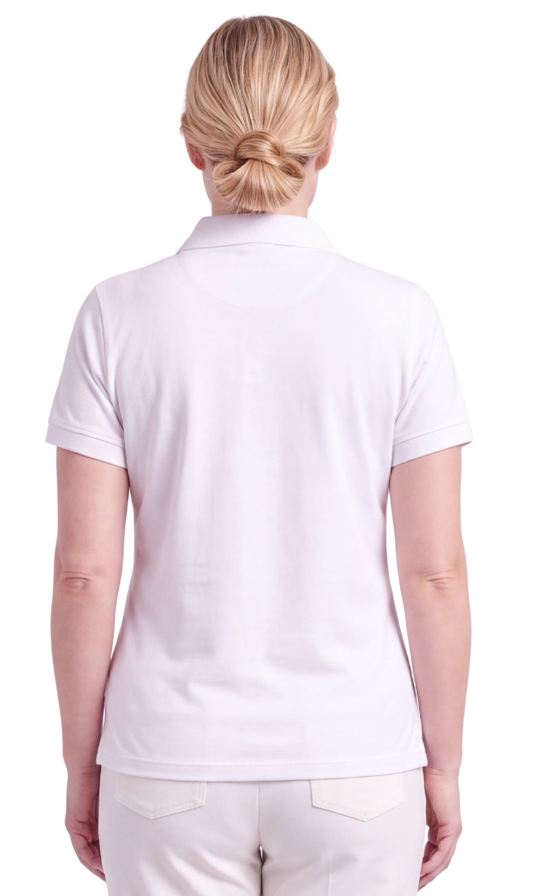 Women's Short Sleeve Pique Knit Polo Shirt — Relaxed Fit Cotton Blend