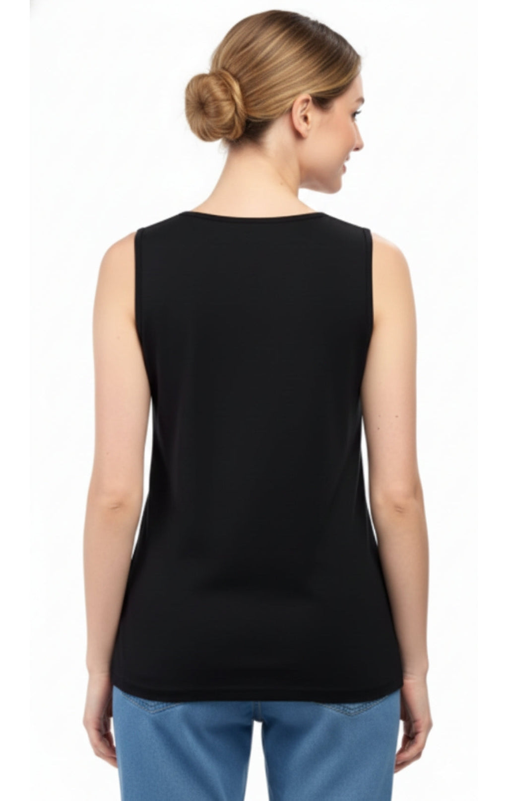 Women's Rhinestone Notch V-Neck Sleeveless Knit Tank Top