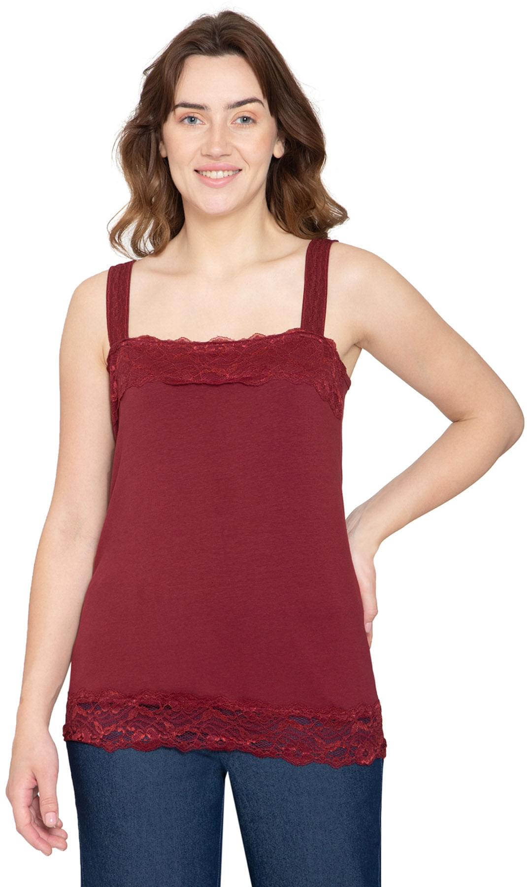 Women's Lace Trim Sleeveless Cotton Blend Tank Top