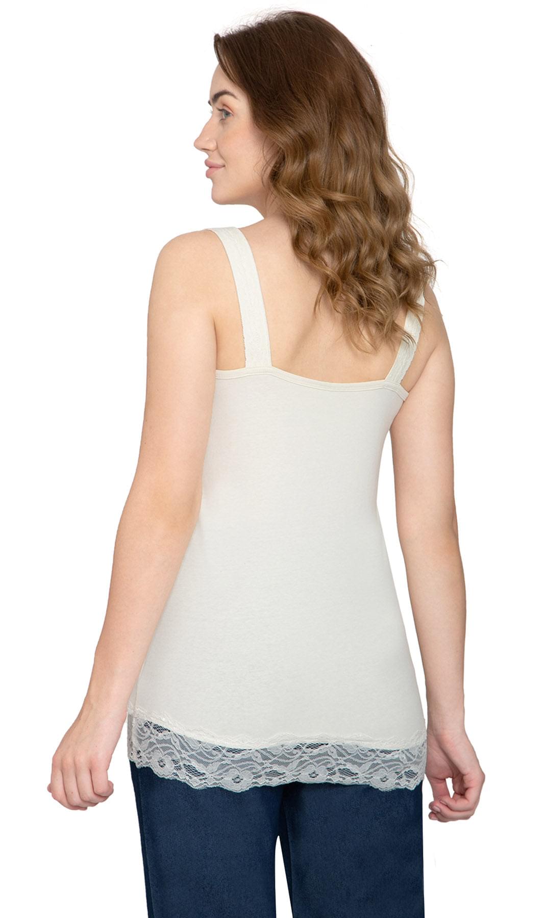 Women's Lace Trim Sleeveless Cotton Blend Tank Top