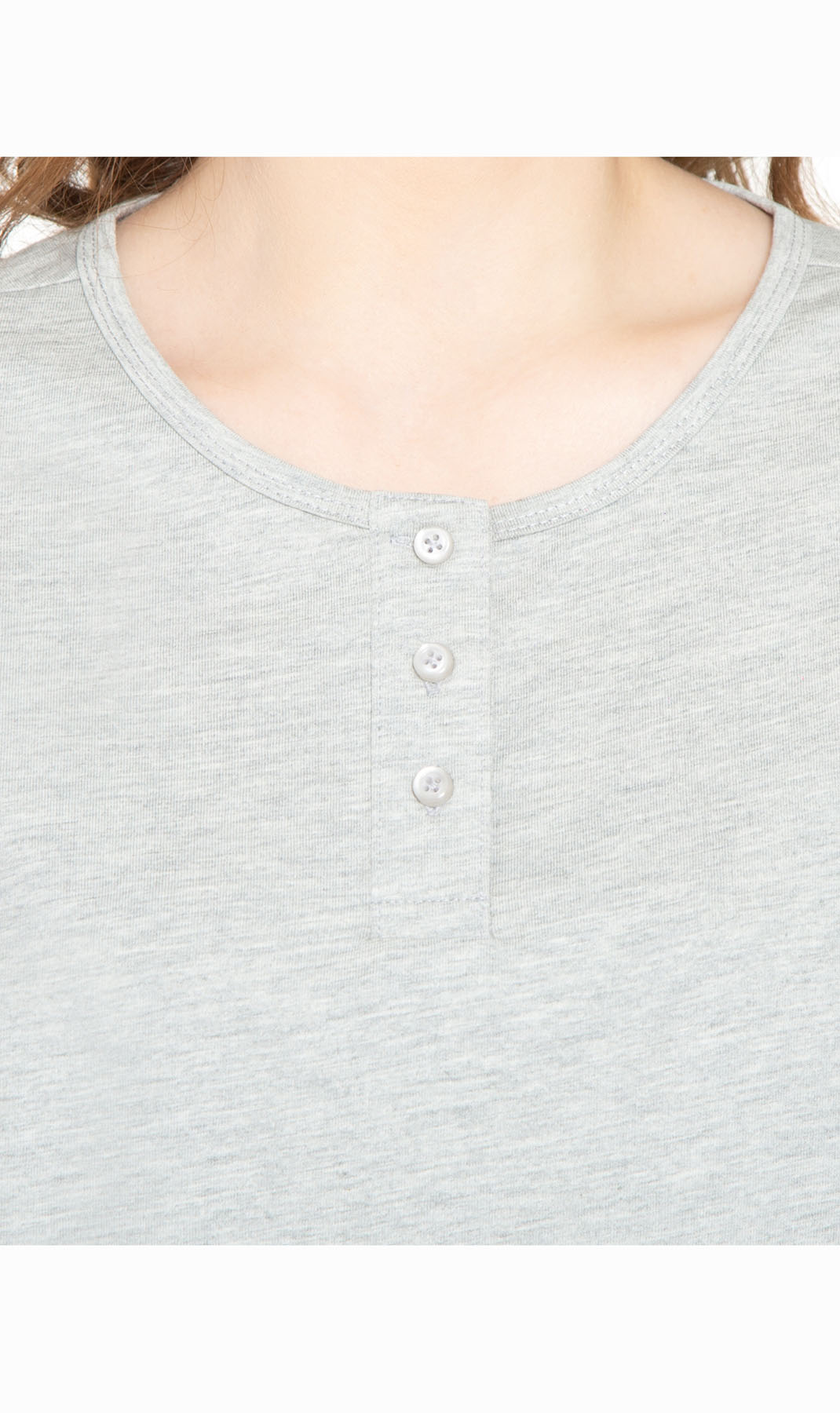 Women's 3/4 Sleeve Henley Top — Cotton Blend with Button Placket