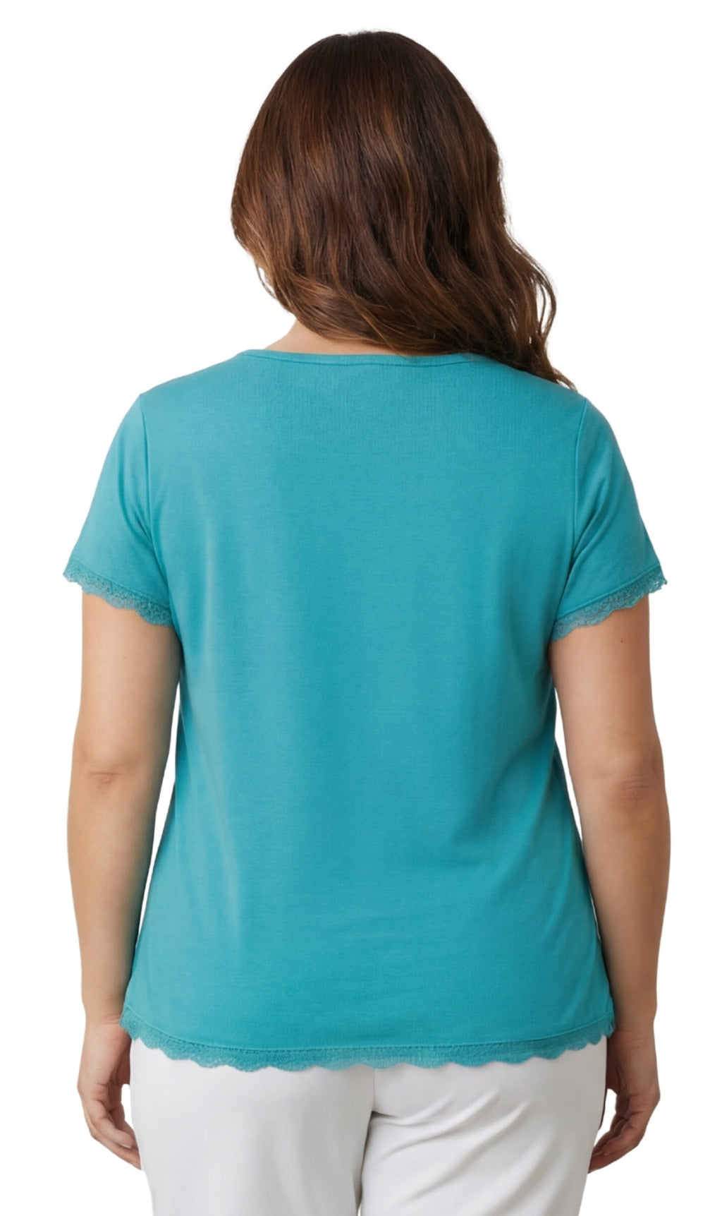 Women's Short Sleeve V-Neck Tee with 3-Button Henley Placket