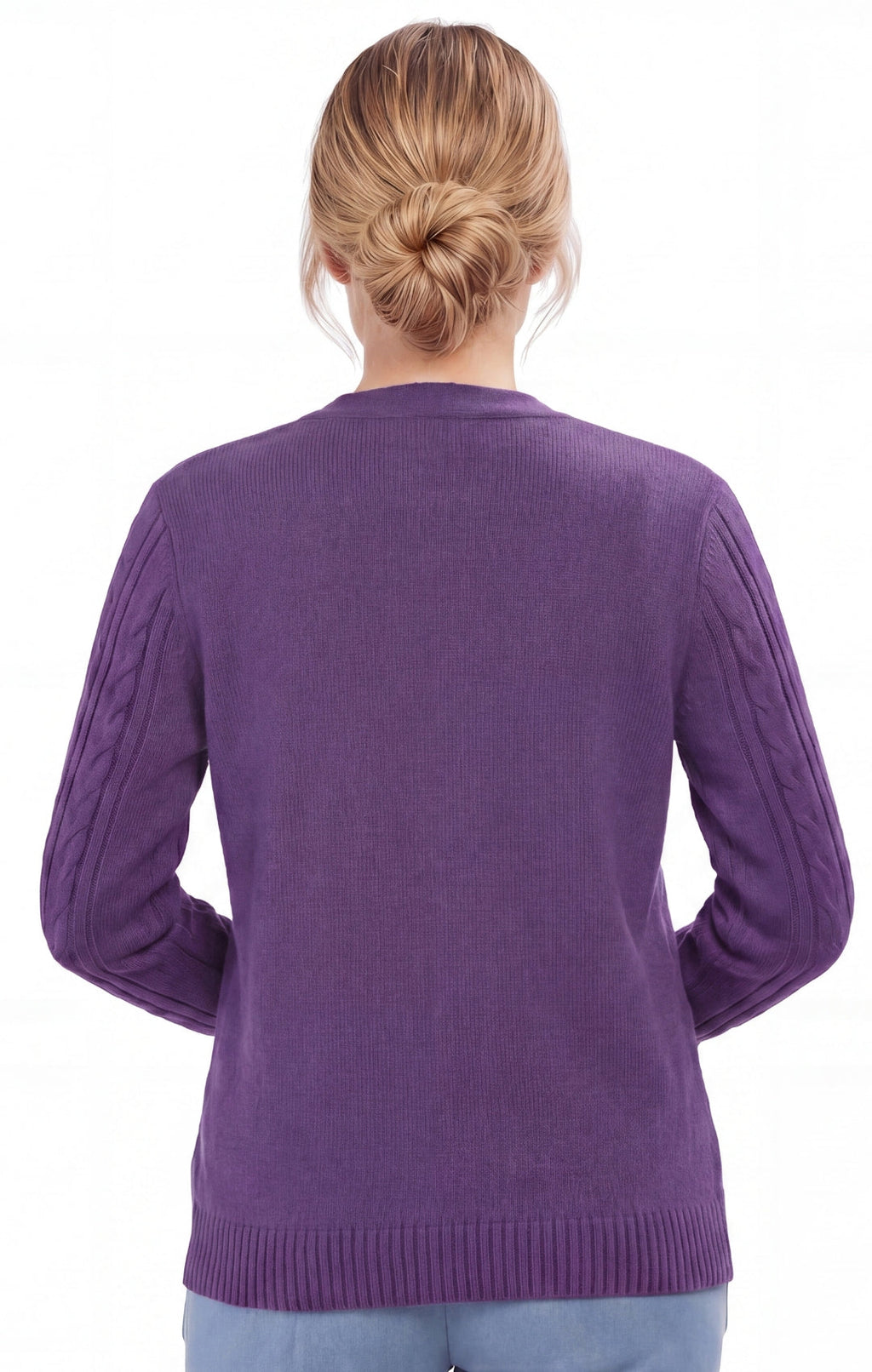 Women's Classic Button Front Cable Knit Cardigan — Soft Acrylic