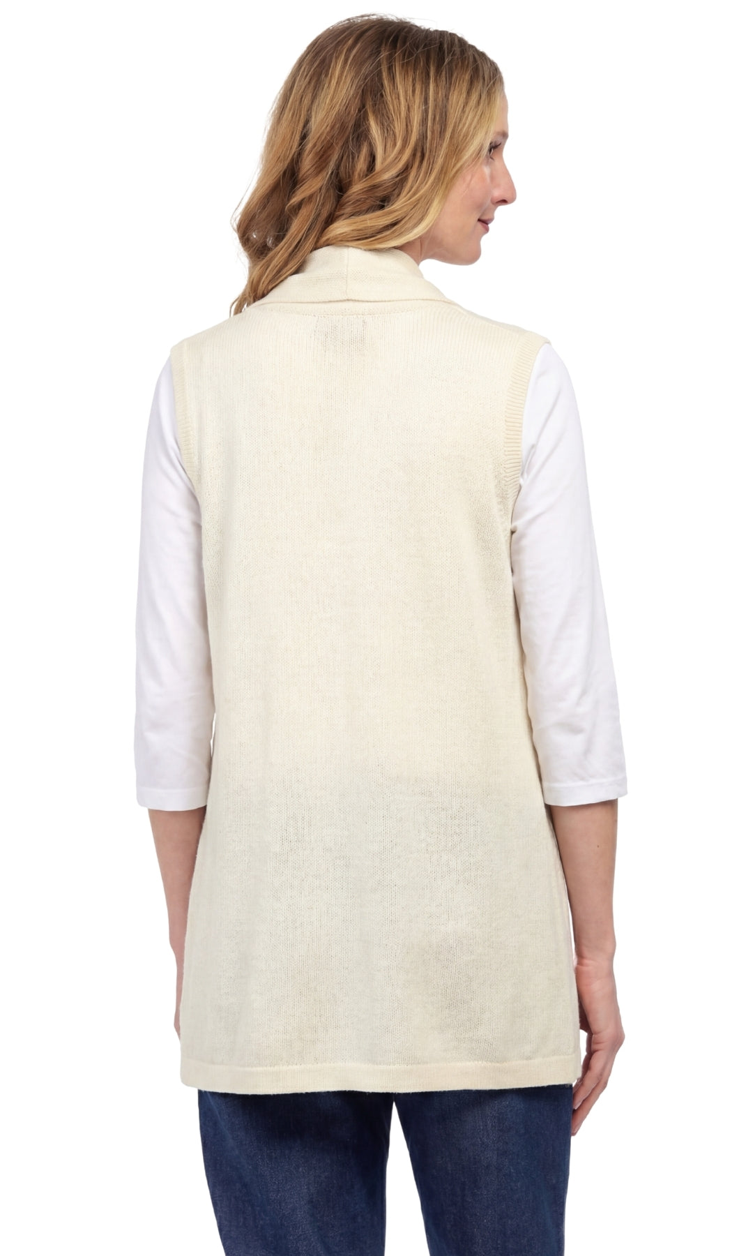 Women's Long Sleeveless Open Front Soft Shawl Collar Vest
