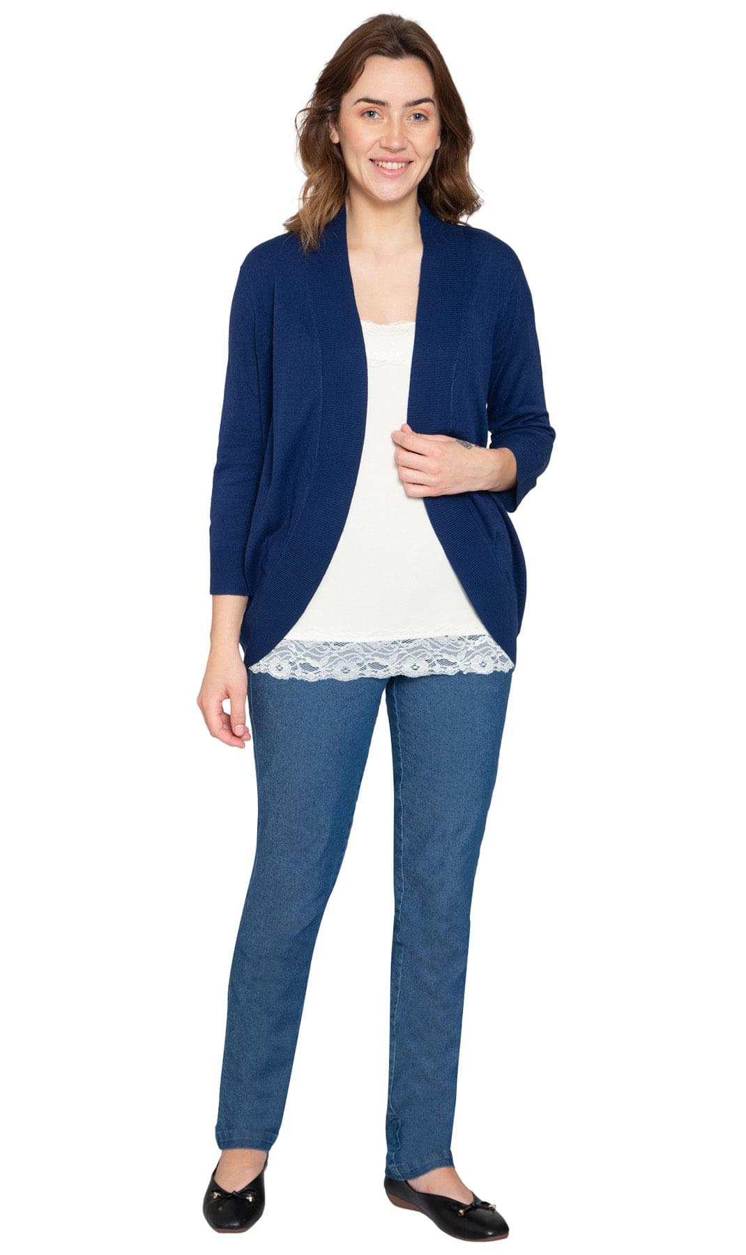 Women's Open Front Curved Hem Cardigan — Cashmere-Like Soft Knit
