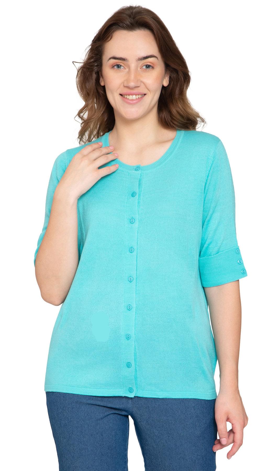 Women's Button Front Cardigan with Elbow Cuff Detail — Soft Knit