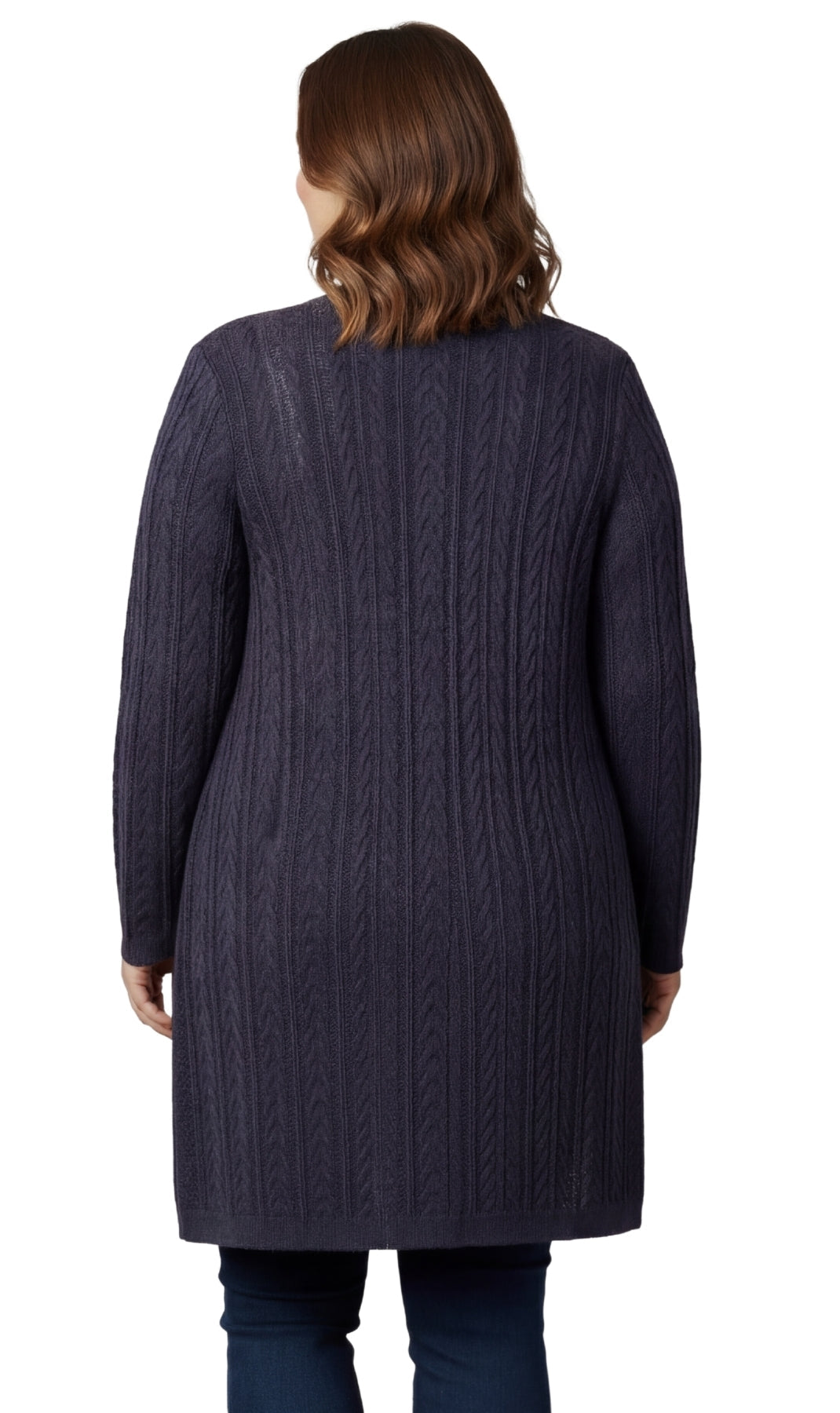 Women's Cable Knit Duster Cardigan with Pockets — Open Front Longline