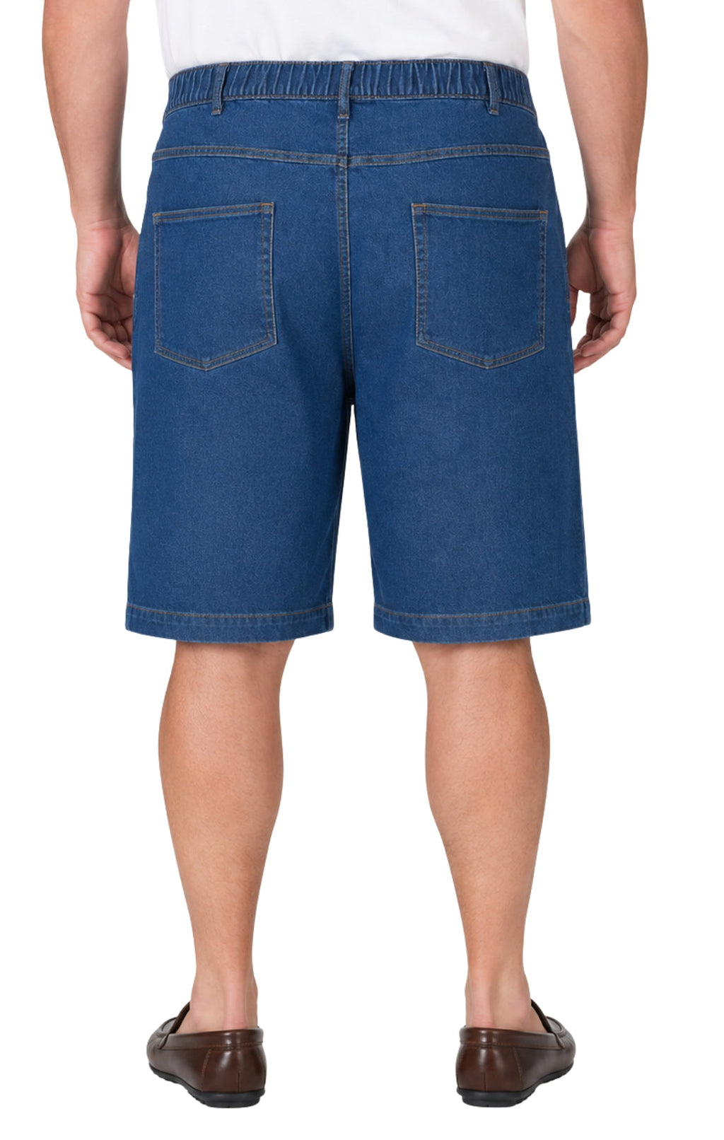 Men's Pull-On Stretch Denim and Twill Shorts — Elastic Waist No Zipper