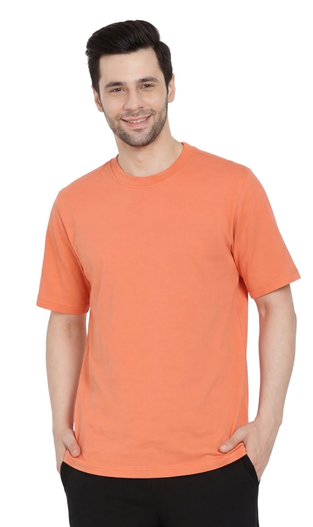 Men's Heavyweight Short Sleeve Crew Neck T-Shirt — Relaxed Fit Solid Color