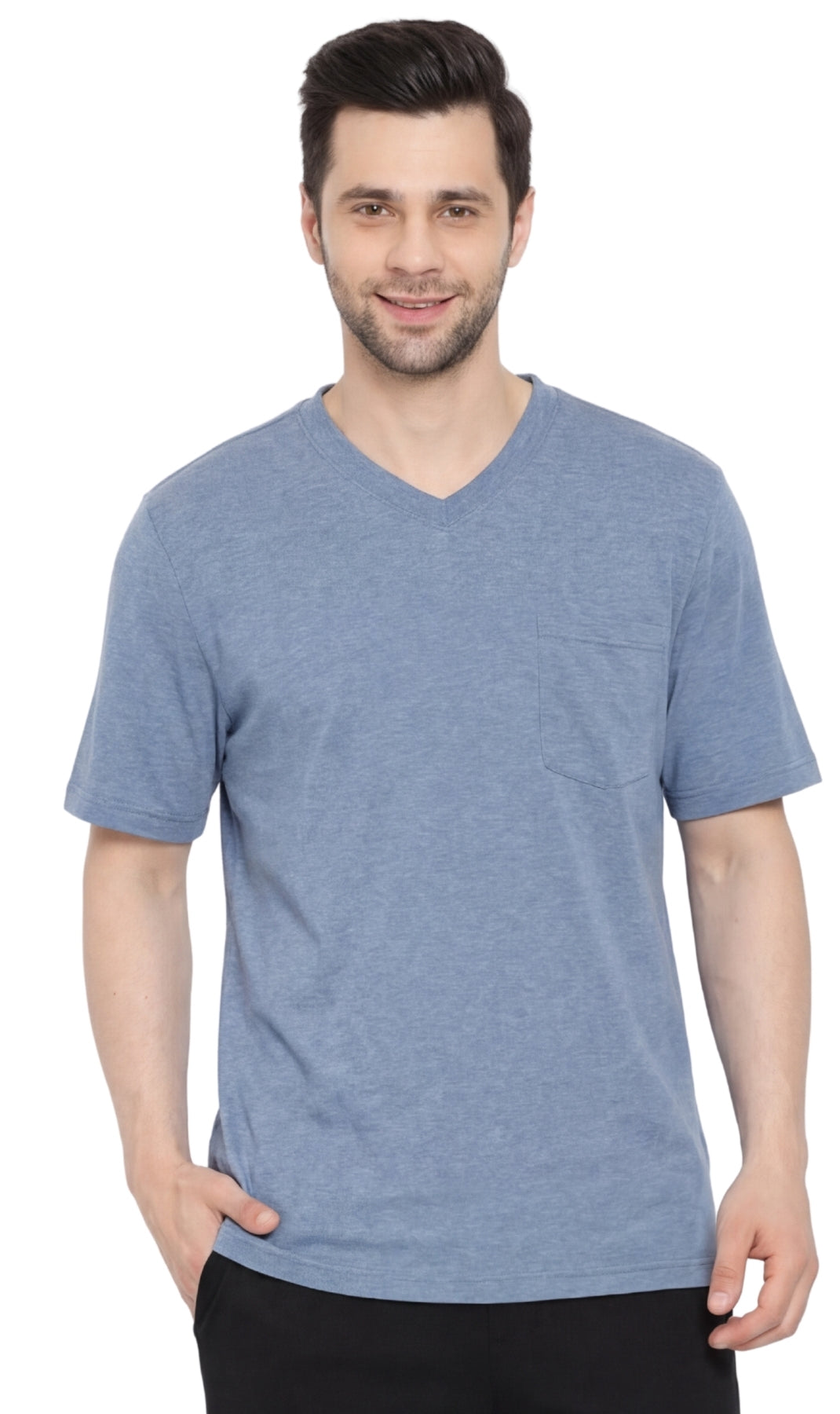 Men's Heavyweight Short Sleeve V-Neck T-Shirt with Chest Pocket